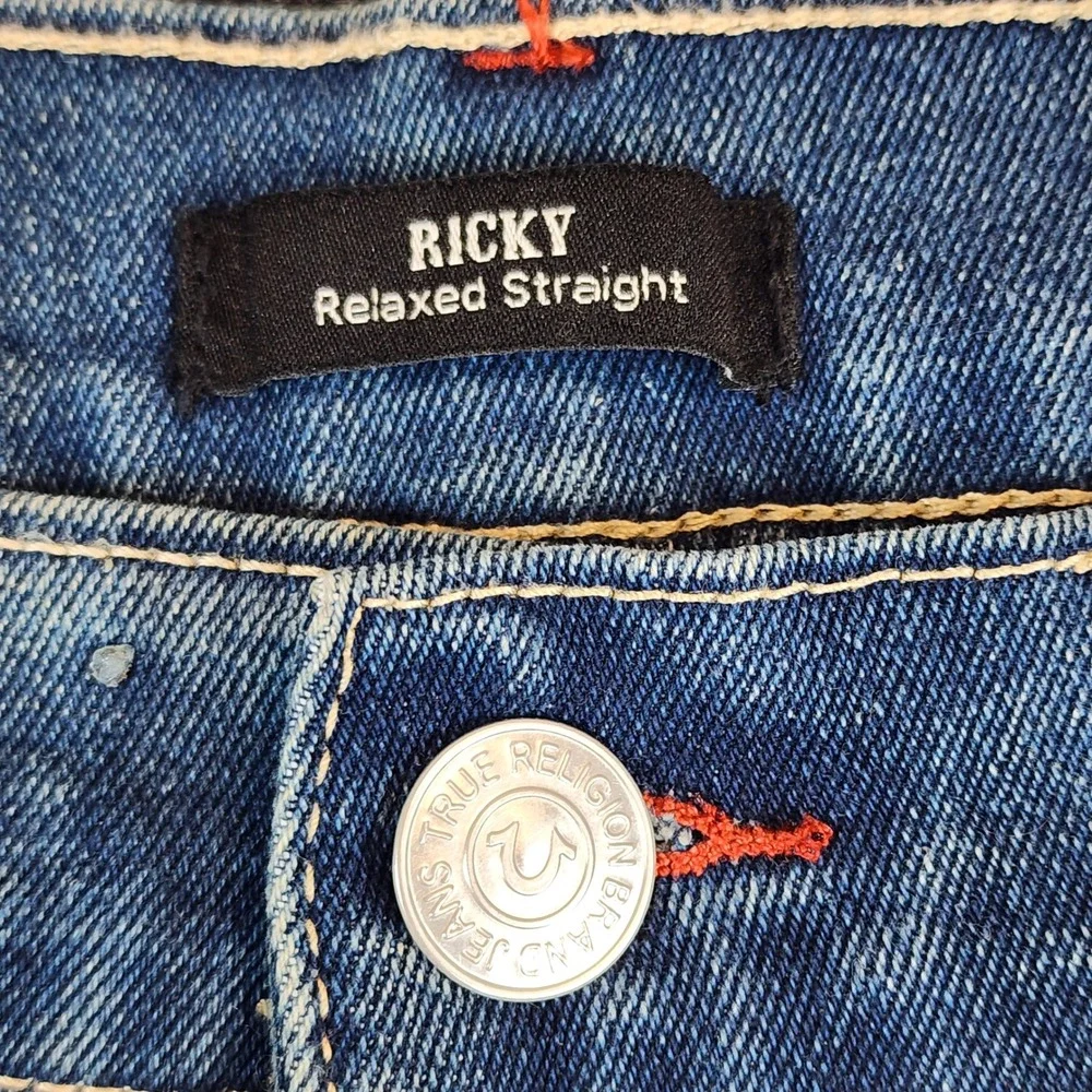 True Religion Ricky Men Y2K Streetwear Relaxed Straight Skater Jeans 34x34 NWT